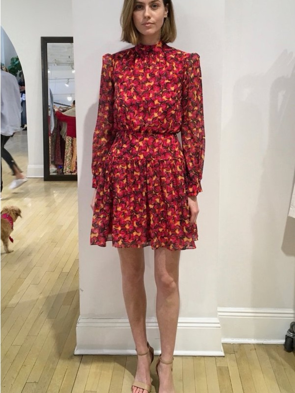 Saloni Isabel B Printed Silk Georgette Mini Dress sz 4 - Picture 4 of 8
